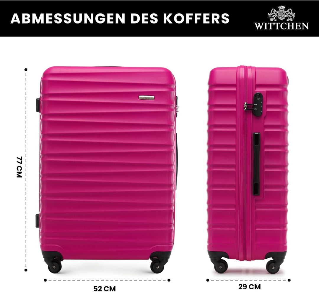 WITTCHEN Reisekoffer Rollkoffer Trolley Grosser Koffer Handgepäck Hartschale aus ABS mit 4 Spinner-R