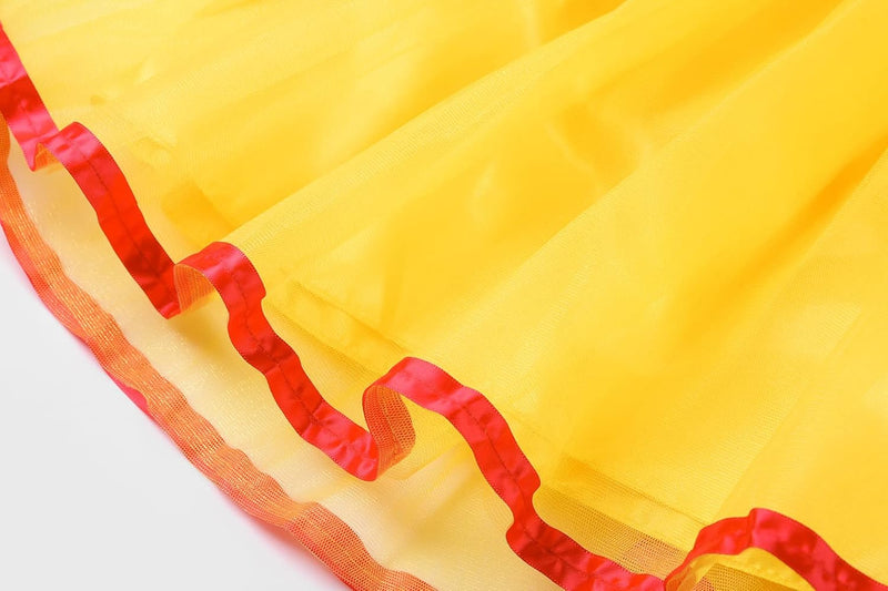 ReliBeauty Mädchen Elastische Taille Rückenfreie Prinzessin Kleid Kostüm, Gelb, mit Zubehör, 120 Gel