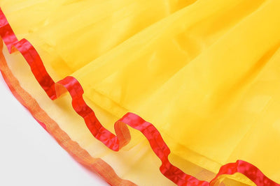 ReliBeauty Mädchen Elastische Taille Rückenfreie Prinzessin Kleid Kostüm, Gelb, mit Zubehör, 110 Gel