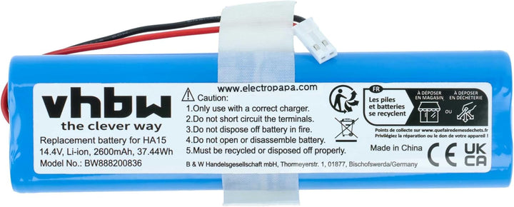 vhbw Akku kompatibel mit Medion E32 SW, MD18510 Saugroboter (2600 mAh, 14,4 V, Li-Ion)