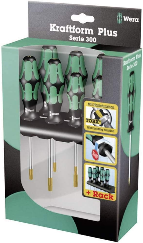 Wera TORX® HF Schraubendrehersatz Kraftform Plus 367/7 mit Haltefunktion + Rack, 7-teilig, 052231610