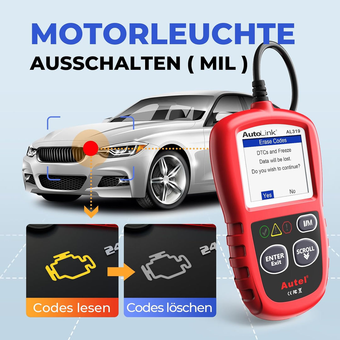 AL319 obd2 Diagnosegerät für alle Fahrzeuge,Fehlercode für obd2 Diesel und Benzin Fahrzeuge,MIL ausc