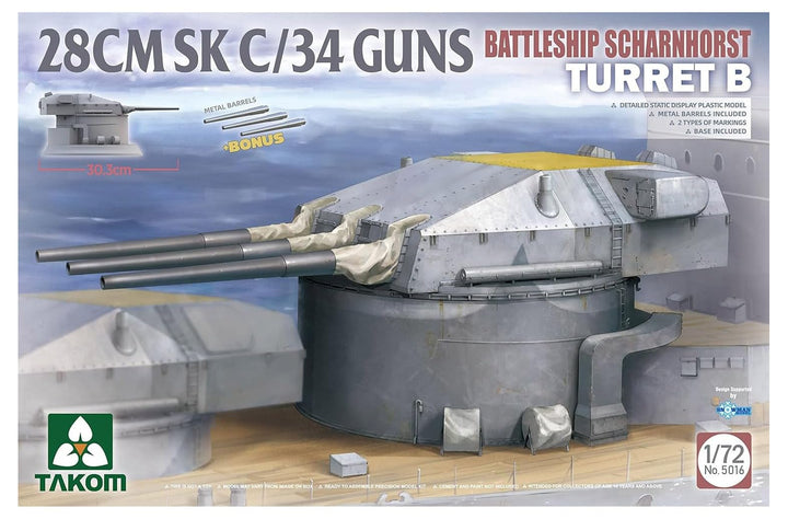 Takom TAK5016 5016 28 cm SK C/34 Scharnhorst Geschützturm 1:72 - Modellbau