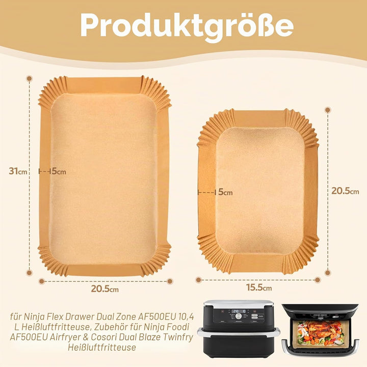 220 Stück Backpapier für Heissluftfritteuse Ninja BPA-Frei, Airfryer Backpapier Antihaft Wasserdicht