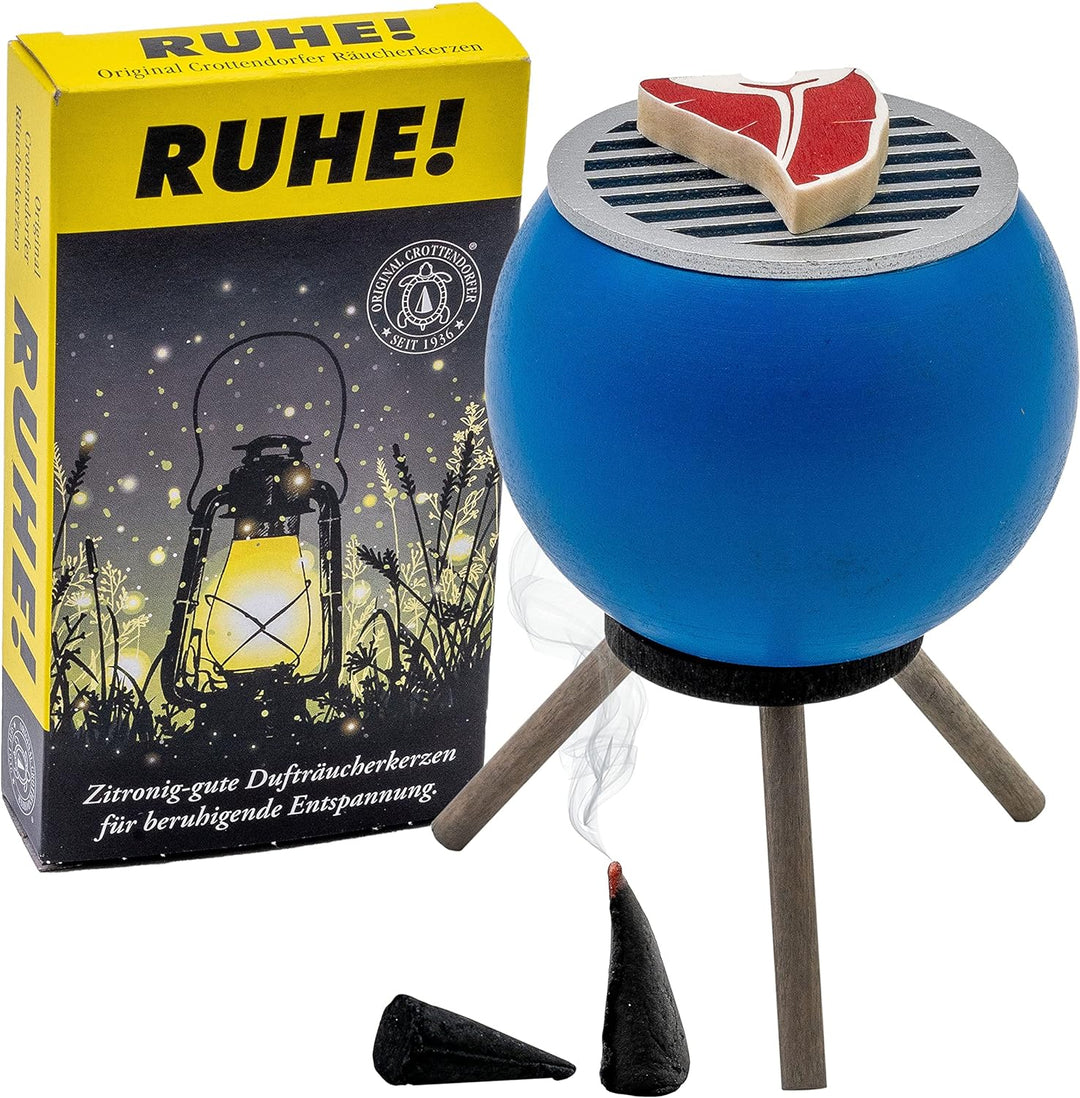 Seiffener Volkskunst | Räucherofen Grillofen | Räucherfigur 10 cm | Grill + Räucherkerzen Ruhe | Räu