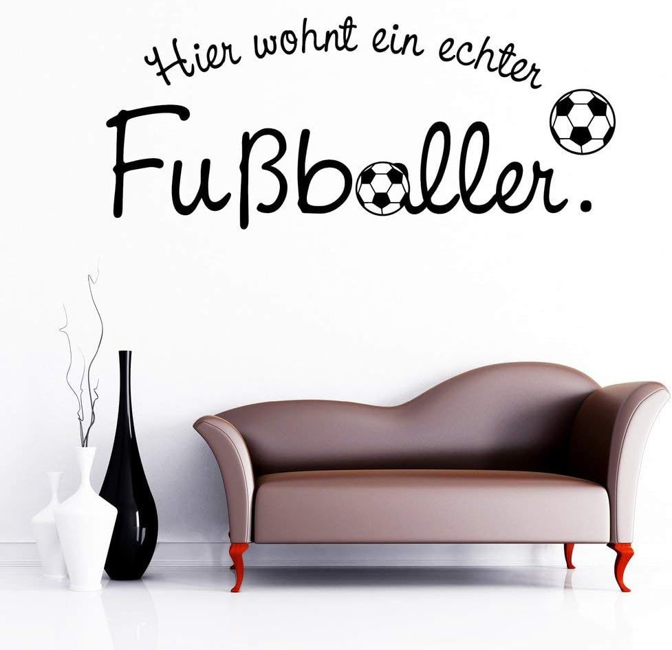 Türaufkleber „Hier wohnt ein echter Fussballer“ Kinderzimmer/schwarz / 55 x 131 cm Schwarz 55 x 131