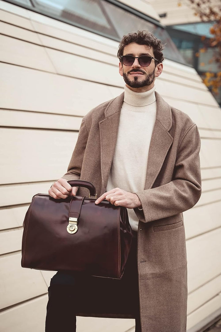 Time Resistance Arzttasche Leder - Arztkoffer - Doktortasche - Aus 100% Leder - Aktentasche für Ärzt
