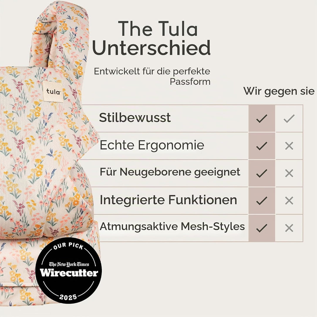 Tula Explore Mesh Babytrage für Neugeborene ab Geburt, 3-in-1 Baby-Tragetasche mit Mesh Rückenpanel,