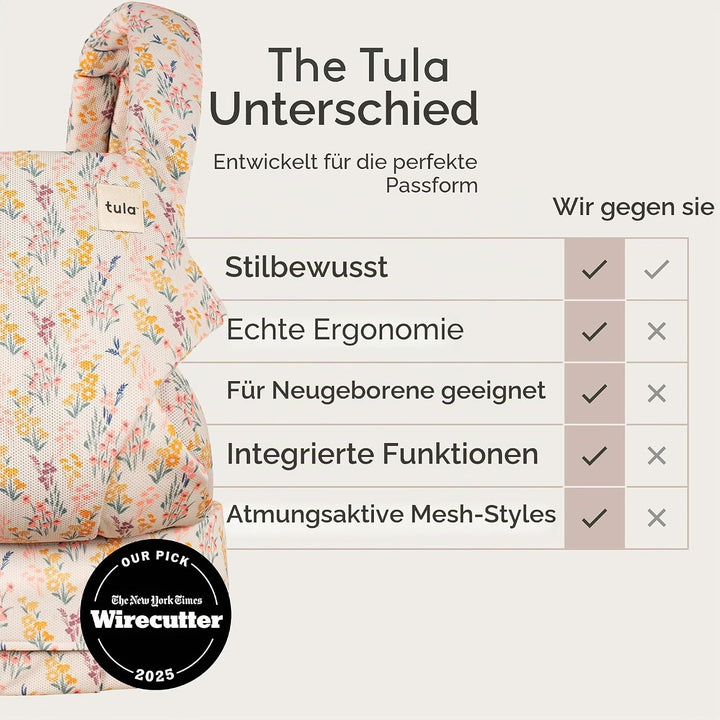 Tula Explore Mesh Babytrage für Neugeborene ab Geburt, 3-in-1 Baby-Tragetasche mit Mesh Rückenpanel,