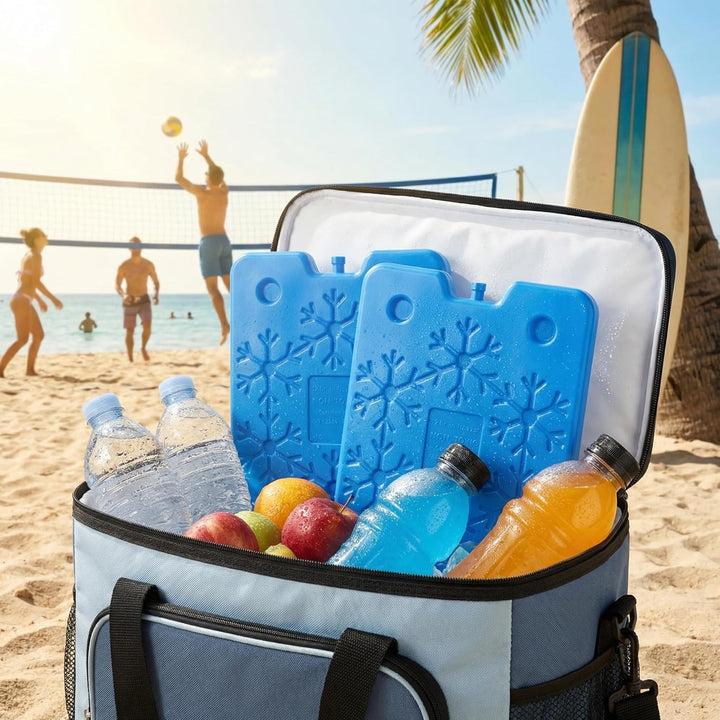 MIJOMA Kühlakku 4er Set 800 ml – extra flach aus HDPE – wiederverwendbar für Kühlbox Kühltasche Camp