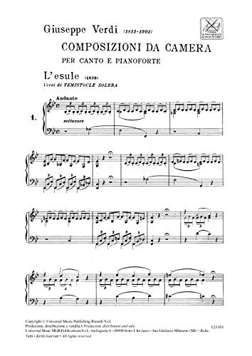 GIUSEPPE VERDI : COMPOSIZIONI DA CAMERA - RECUEIL - SOPRANO VOICE AND PIANO, Musiknoten