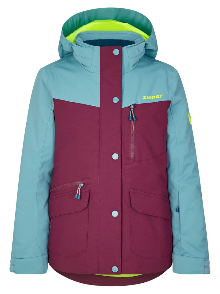 Ziener Mädchen Anoki Ski-Jacke, Winter-Jacke | wasserdicht, winddicht, warm (1er Pack), purple plum