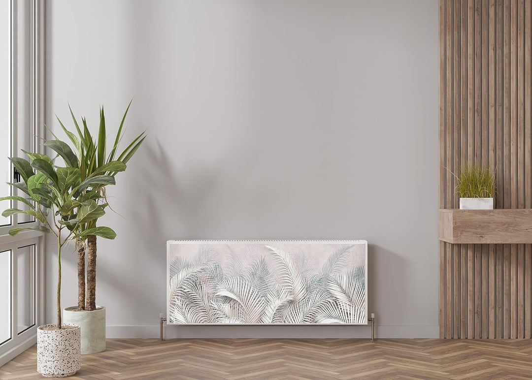 Magnetische Heizkörperverkleidung - 140x60 cm - Magnet Heizkörperabdeckung - Motiv Pastell Palmenblä