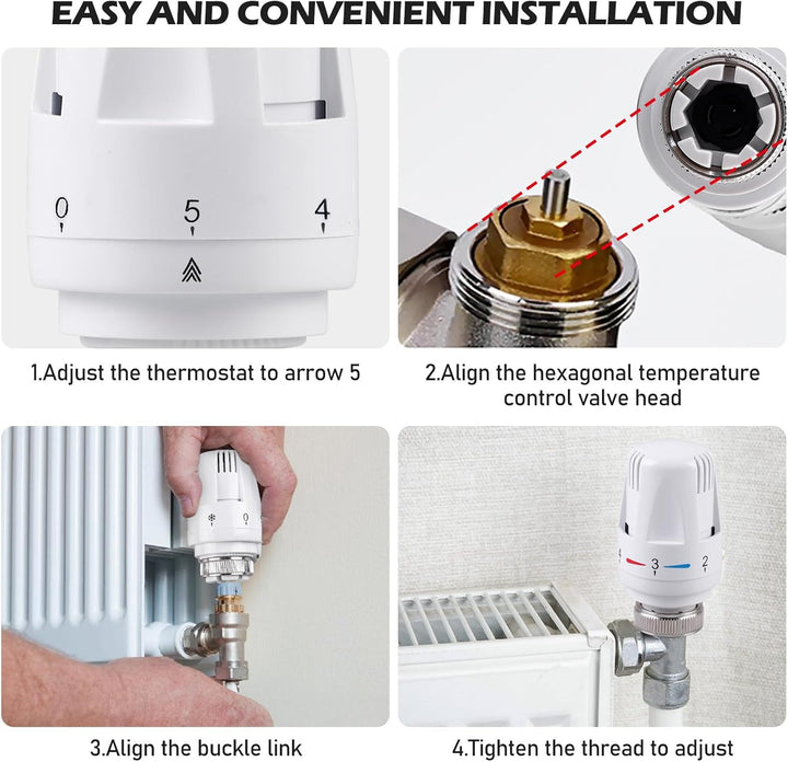 Thermostatkopf, 4 Stück Heizkörperthermostat für M30 x 1.5, Thermostat Heizung, Thermostatkopf Heizk