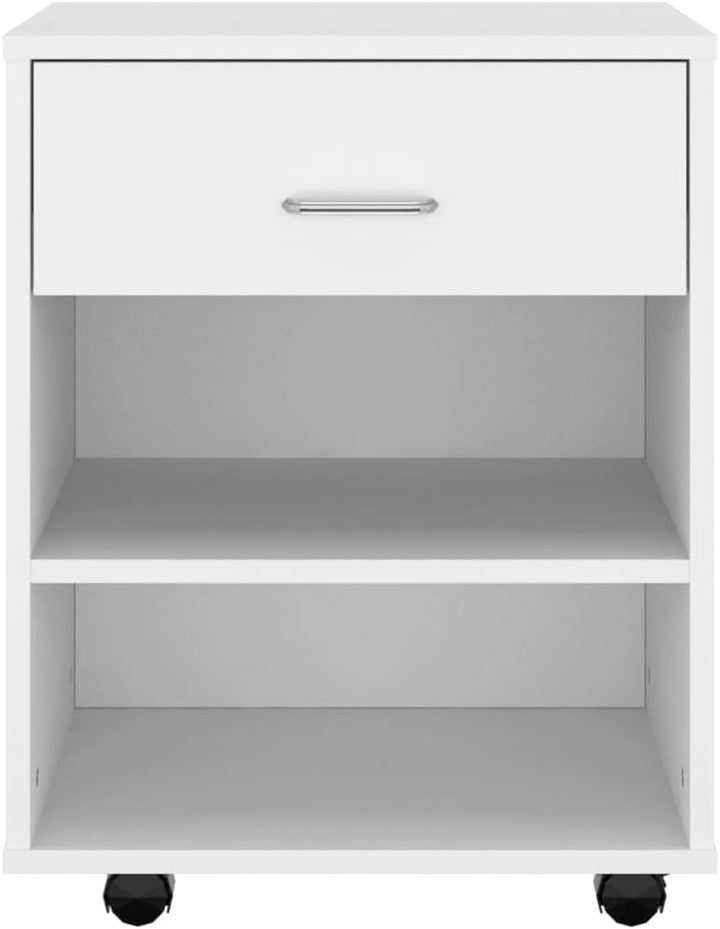 Mobiler Aktenschrank Lagerschrank aus Holzwerkstoff Beistellschrank mit Rollen für Wohnzimmer Schlaf