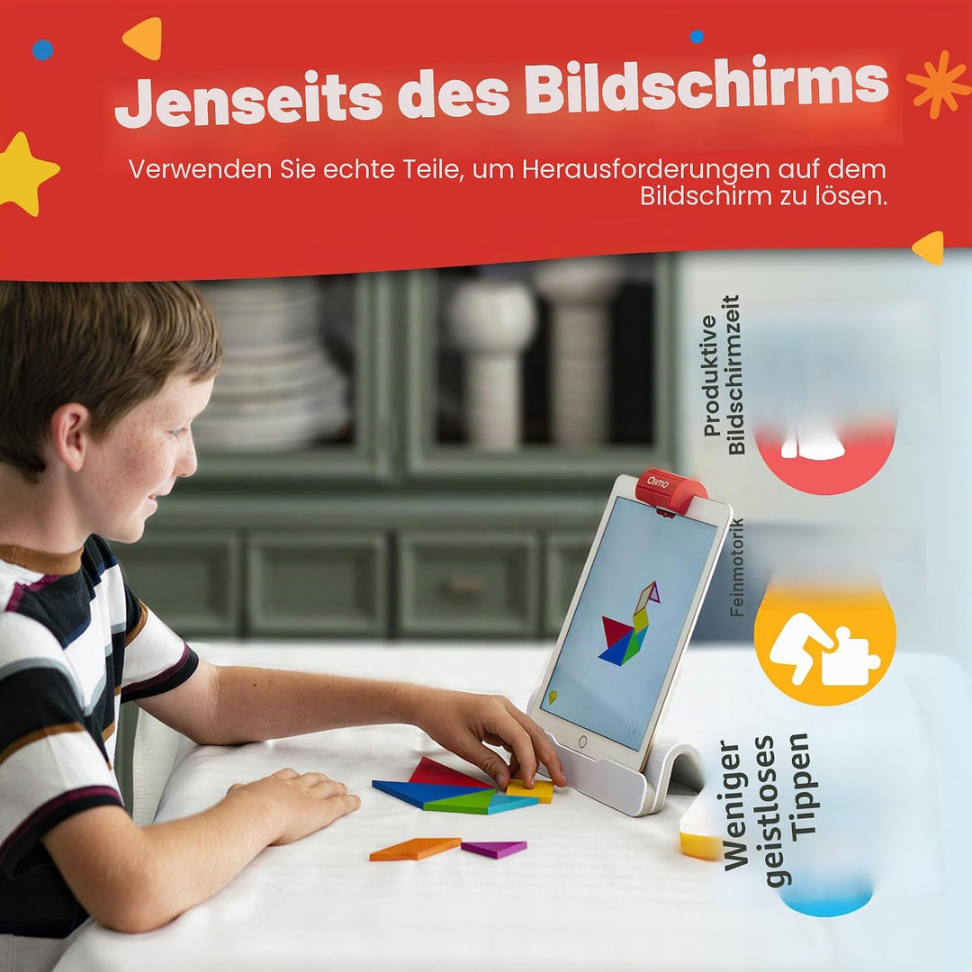 Osmo Genius Starter-Set für iPad + Familienspiel Night7 Lernspiele für Rechtschreibung, Mathematik u