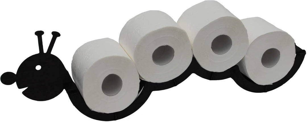 DanDiBo Toilettenpapierhalter Holz Schwarz Raupe Klopapierhalter Wand WC Rollenhalter Ersatzrollenha