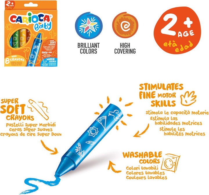 CARIOCA Baby 2+ Set | Malvorlagen für Kinder mit Markern, Buntstiften, Maxi-Stiften und Fingerfarbe