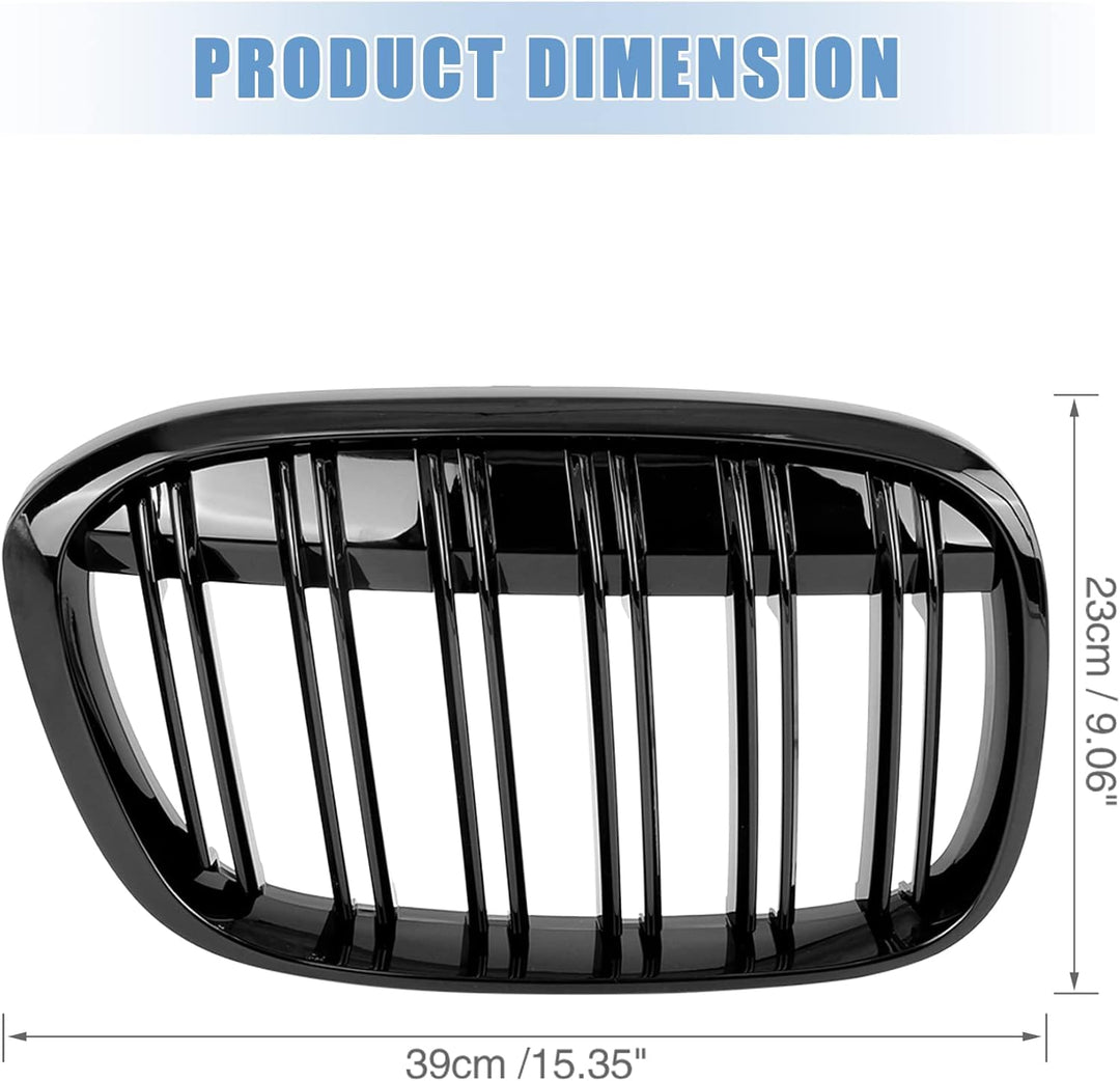 Gangying Kühlergrill Passend für BMW X1 F48 F49 2016 2017 2018 2019 Schwarz Glanz Kühler Front Doppe