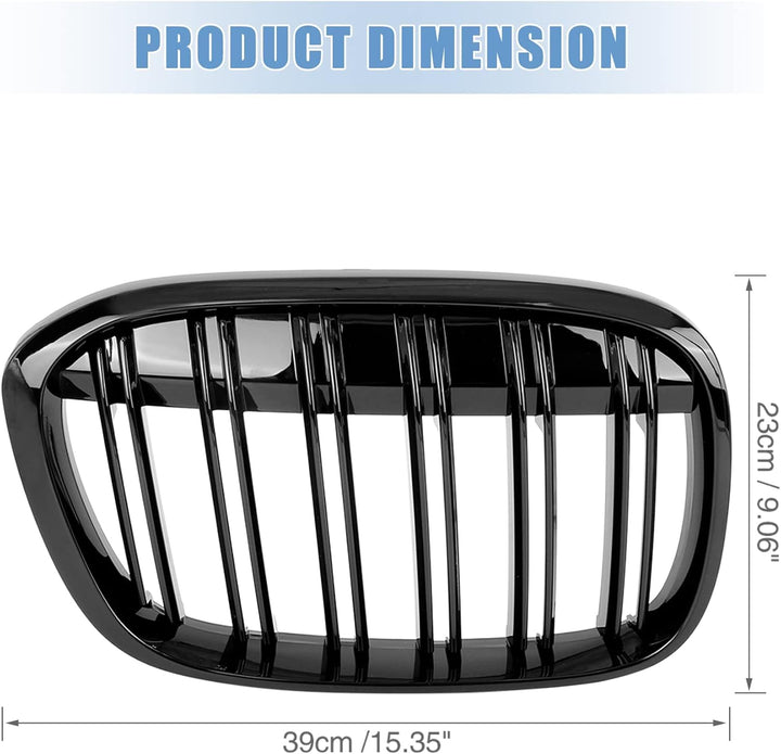 Gangying Kühlergrill Passend für BMW X1 F48 F49 2016 2017 2018 2019 Schwarz Glanz Kühler Front Doppe