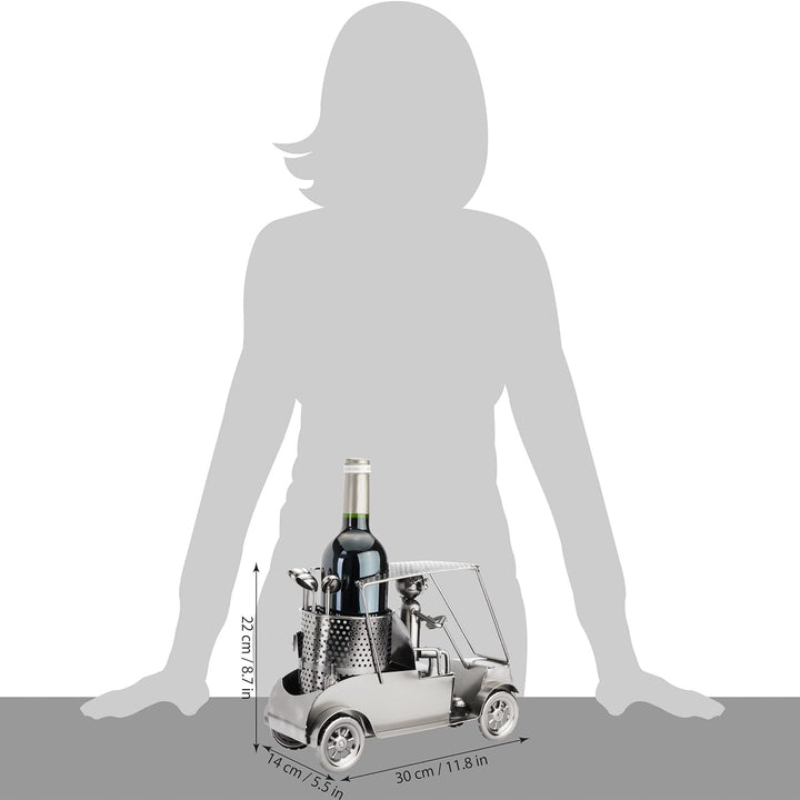 BRUBAKER Wein Flaschenhalter Golfer in einem Golfcart - Metall Skulptur - Geschenk mit