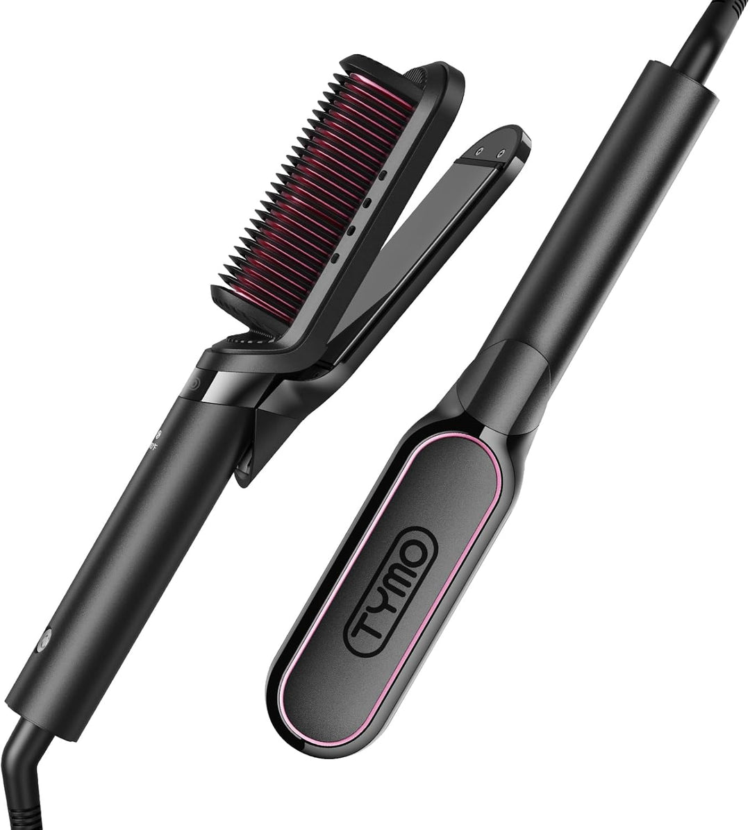 TYMO Glätteisen Haarglätter Bürste - 2 in 1 Glätteisen Locken und Glätten, Ionen Keratin Glättbürste