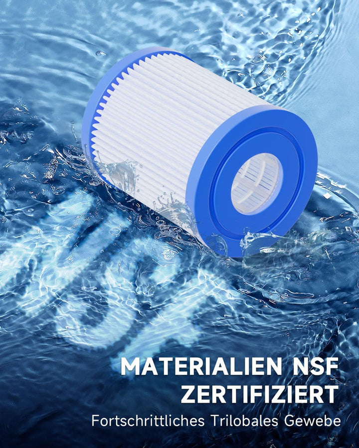 AQUALTRA Filterkartusche Typ I Kompatibel mit 58093, 58511, 58381 und mehr - 89 x 79 mm für Pools bi