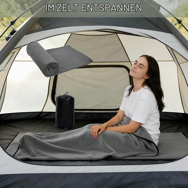 Hüttenschlafsack Baumwolle &amp; Ultralight Inlett Schlafsack – 180x80 cm Kompakter Polarfleece Innensch