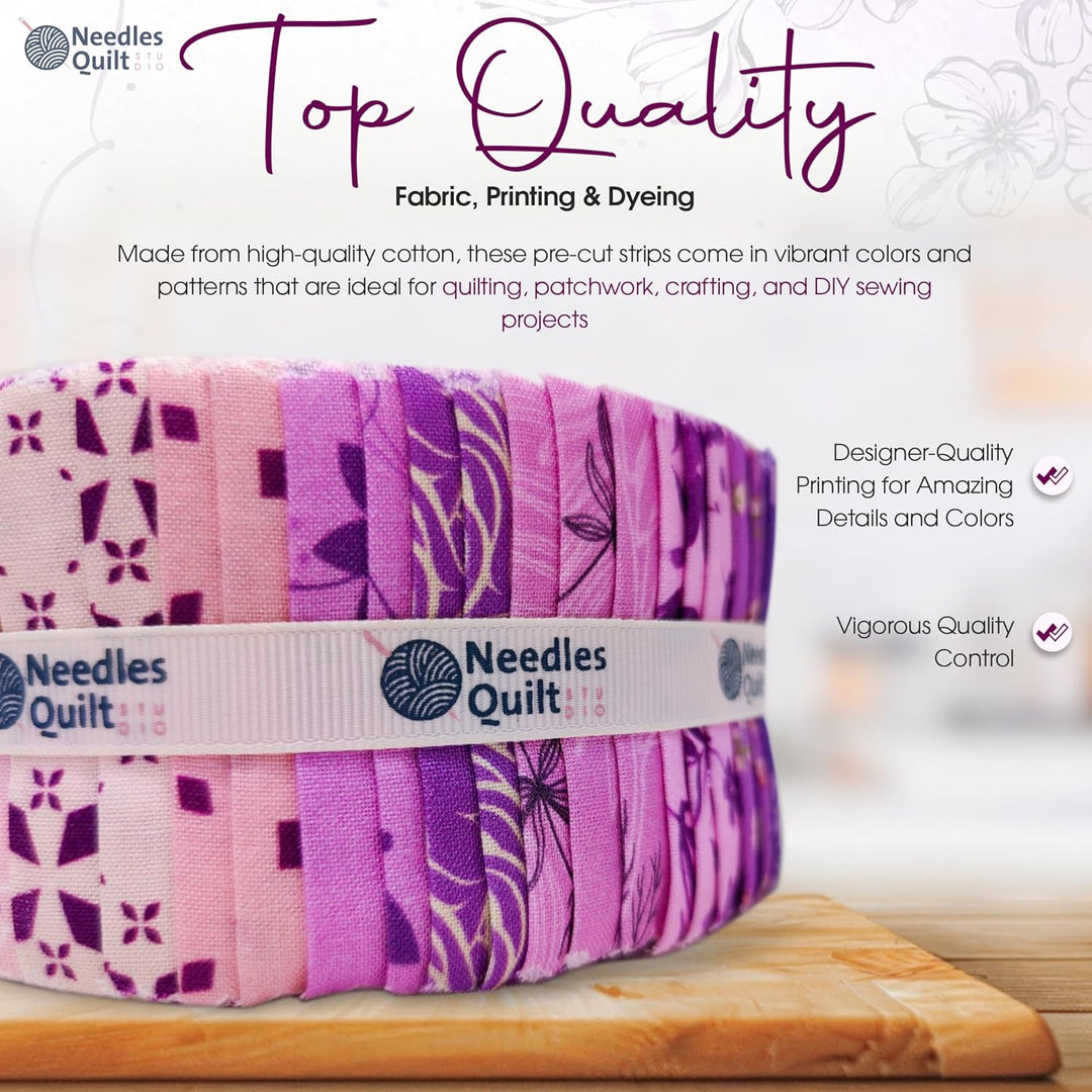 Needles Quilt Studio – 6.3 cm vorgeschnittenes 40 Stoffstreifen (Amethyst-Garten),Baumwollstreifen z