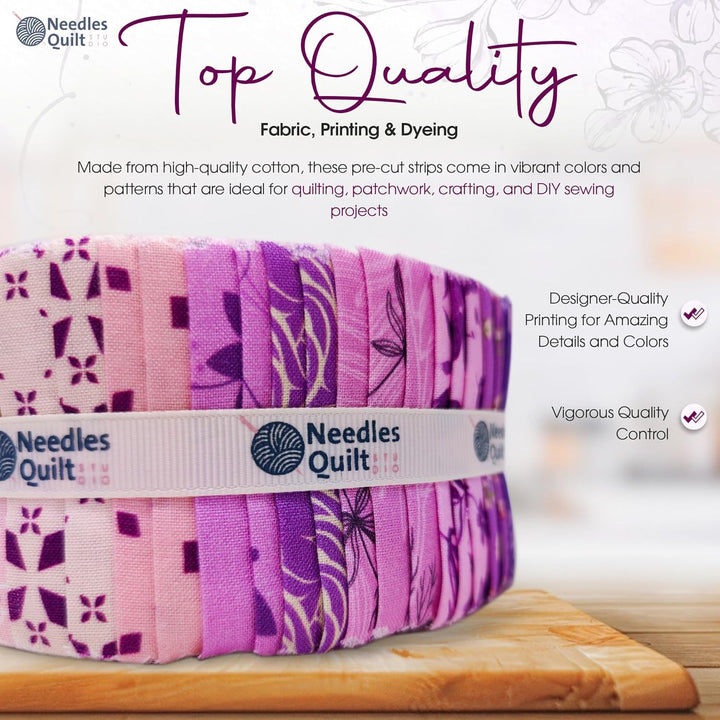 Needles Quilt Studio – 6.3 cm vorgeschnittenes 40 Stoffstreifen (Amethyst-Garten),Baumwollstreifen z
