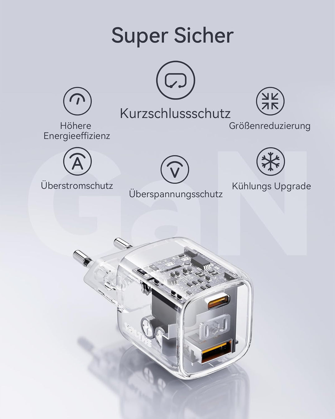 VOLTME USB-C Ladegerät 30W Dual Port Ladestecker Schnellladegerät Schwarz, USB Netzteil USB C PD3.0