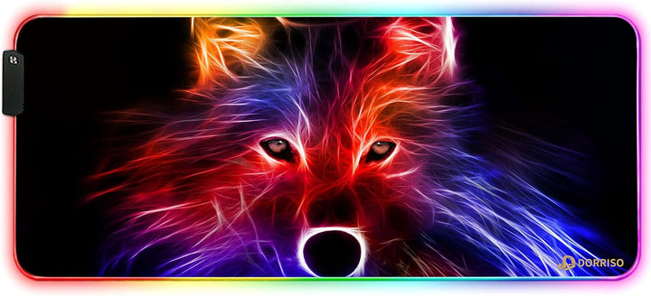 DORRISO RGB Gaming Mauspad 900x400x4 mm XXL Grosse Mousepad Fransenfreie Ränder Wasserdicht Tischunt