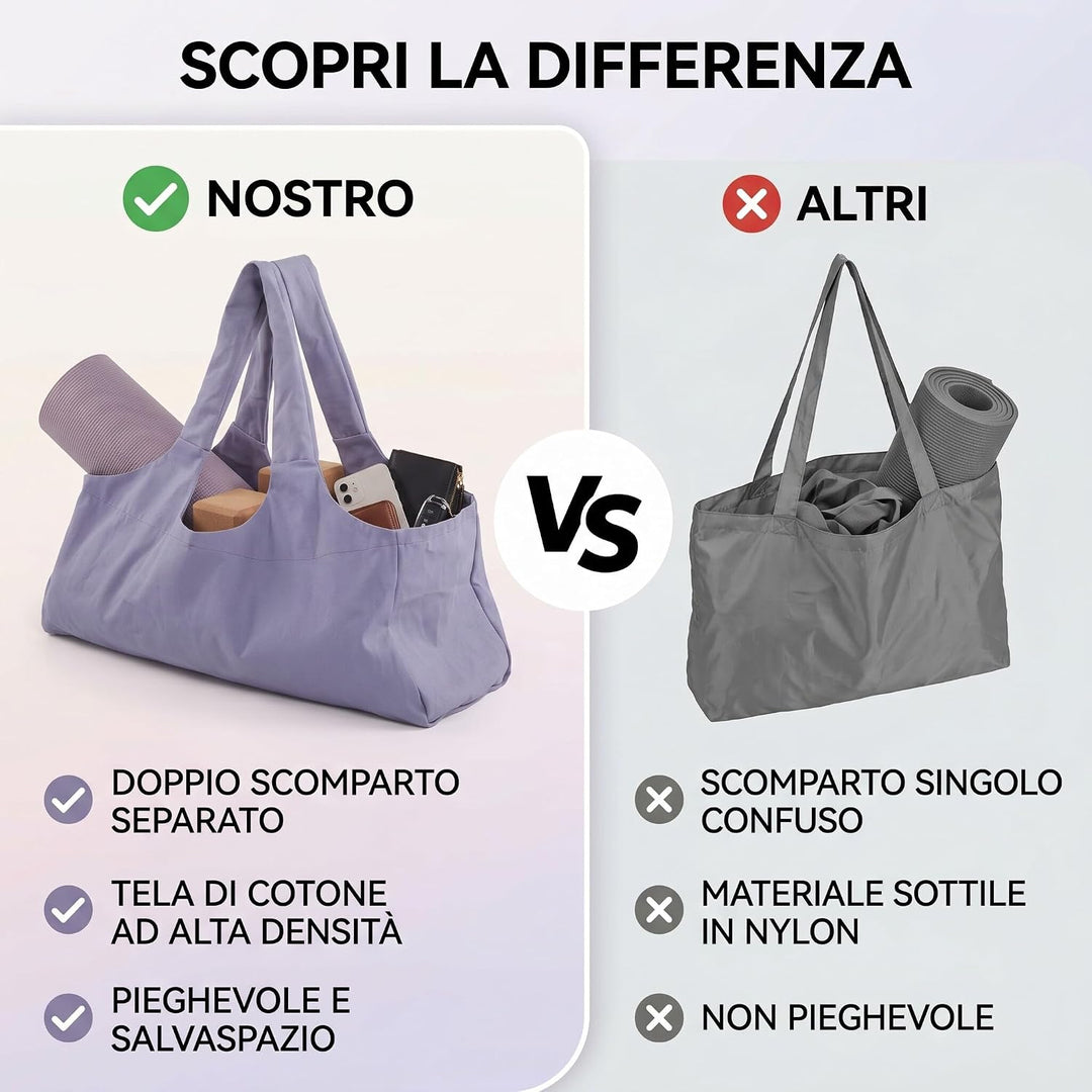 Yogatasche, Lila übergrosse Sporttasche, Wasserdicht Tragetasche für Yogamatten Canvas-Material Dame