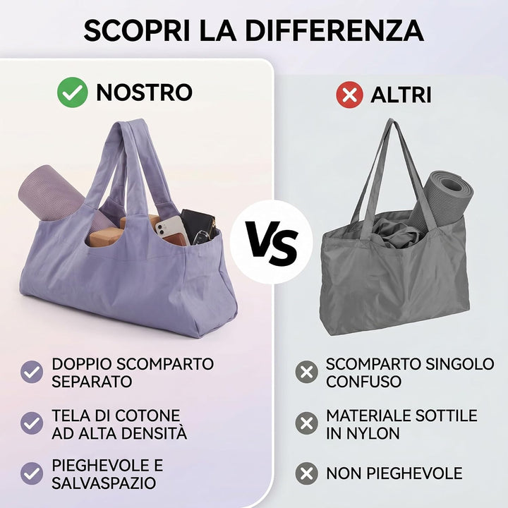 Yogatasche, Lila übergrosse Sporttasche, Wasserdicht Tragetasche für Yogamatten Canvas-Material Dame