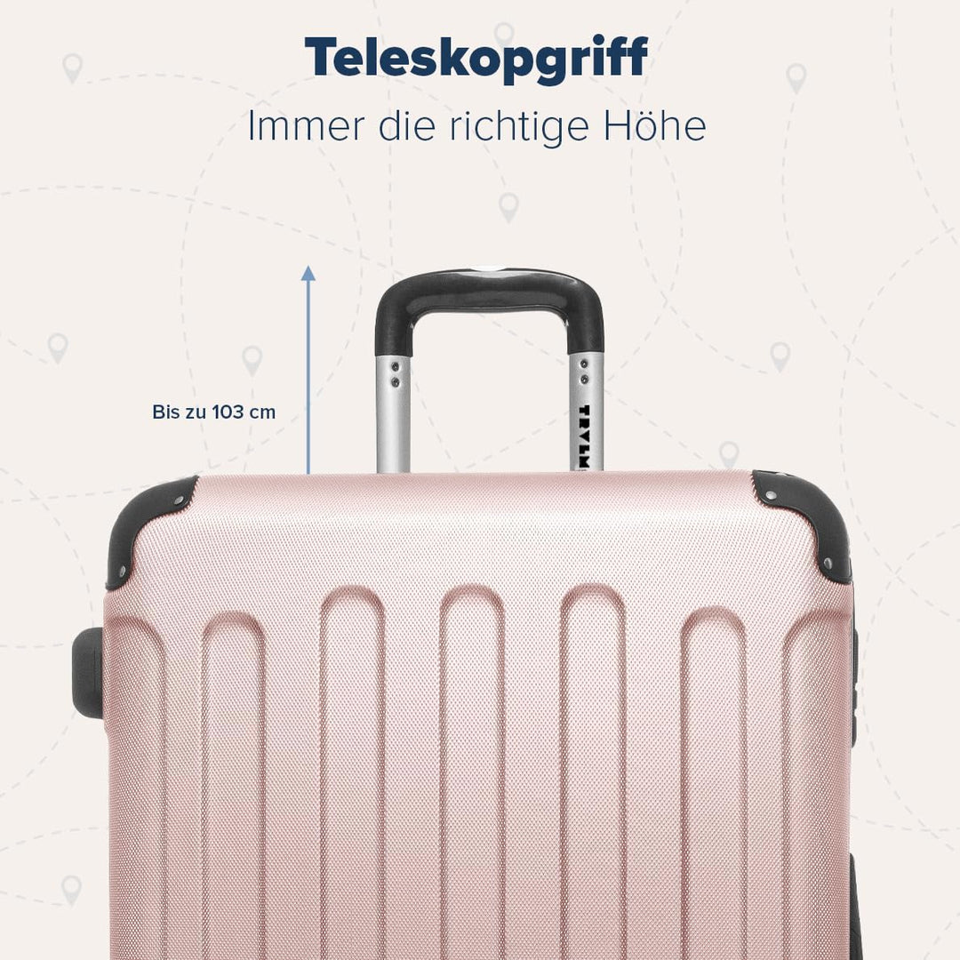 TRVLMORE Kofferset 3 Teilig Hartschale - Koffer & Trolleys Set - Reisekoffer Set 3 Teilig - Koffer S