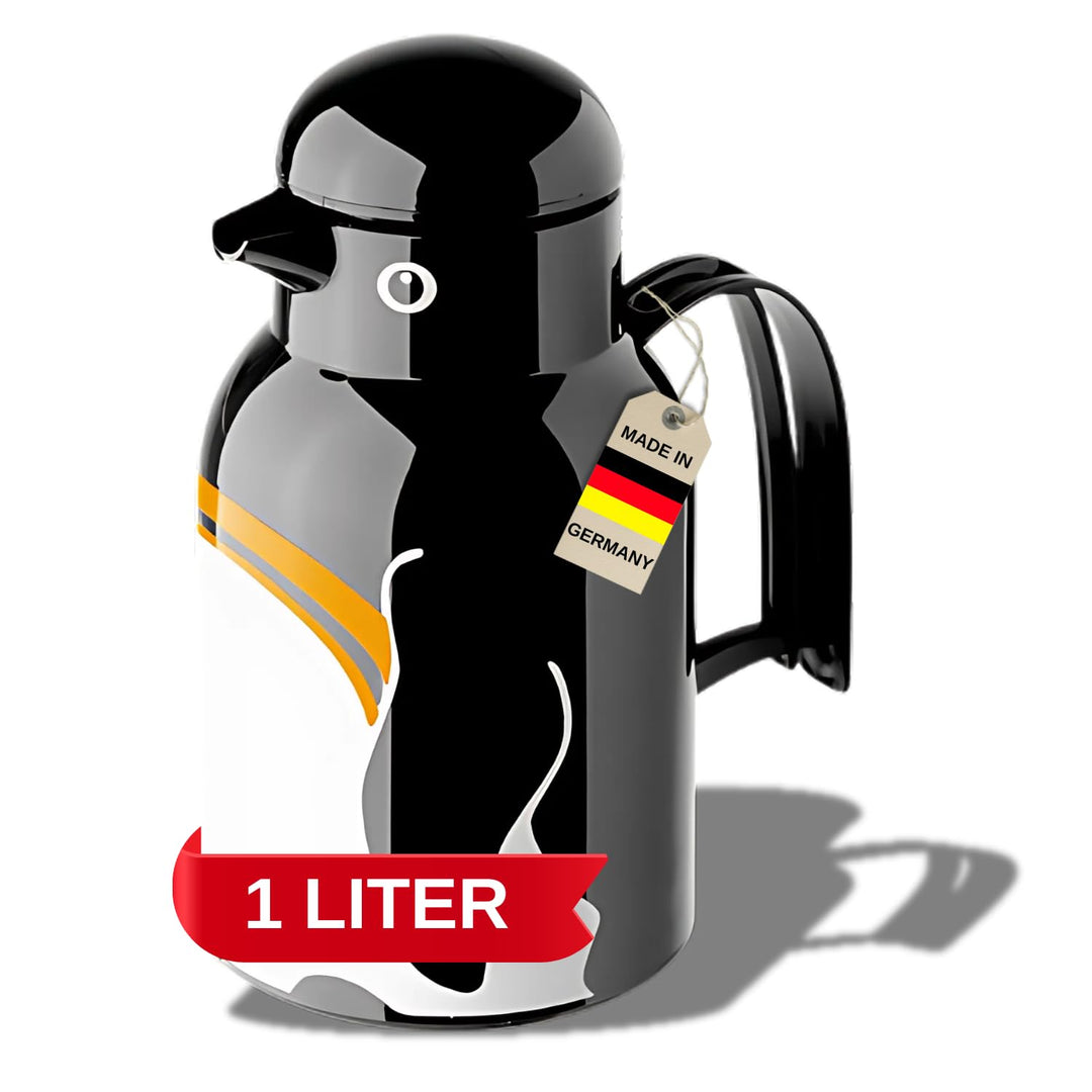 Helios Thermo-Bird Pinguin Kunststoff-Isolierkanne, schwarz, 1 Liter, Schwarz