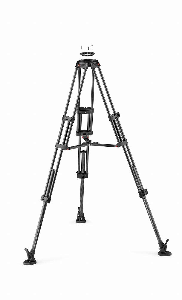 Manfrotto Doppelrohr-Videostativ aus Carbon mit Mittelspinne und 100/75 mm Halbschale