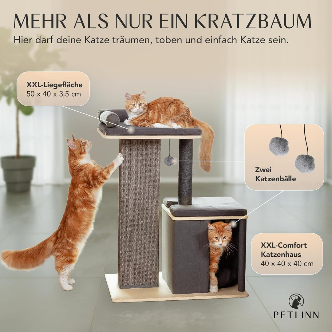 Premium Kratzbaum, für grosse Katzen, stabil, extra Dicker Stamm, Katzenbaum Holz, grosse Liegefläch