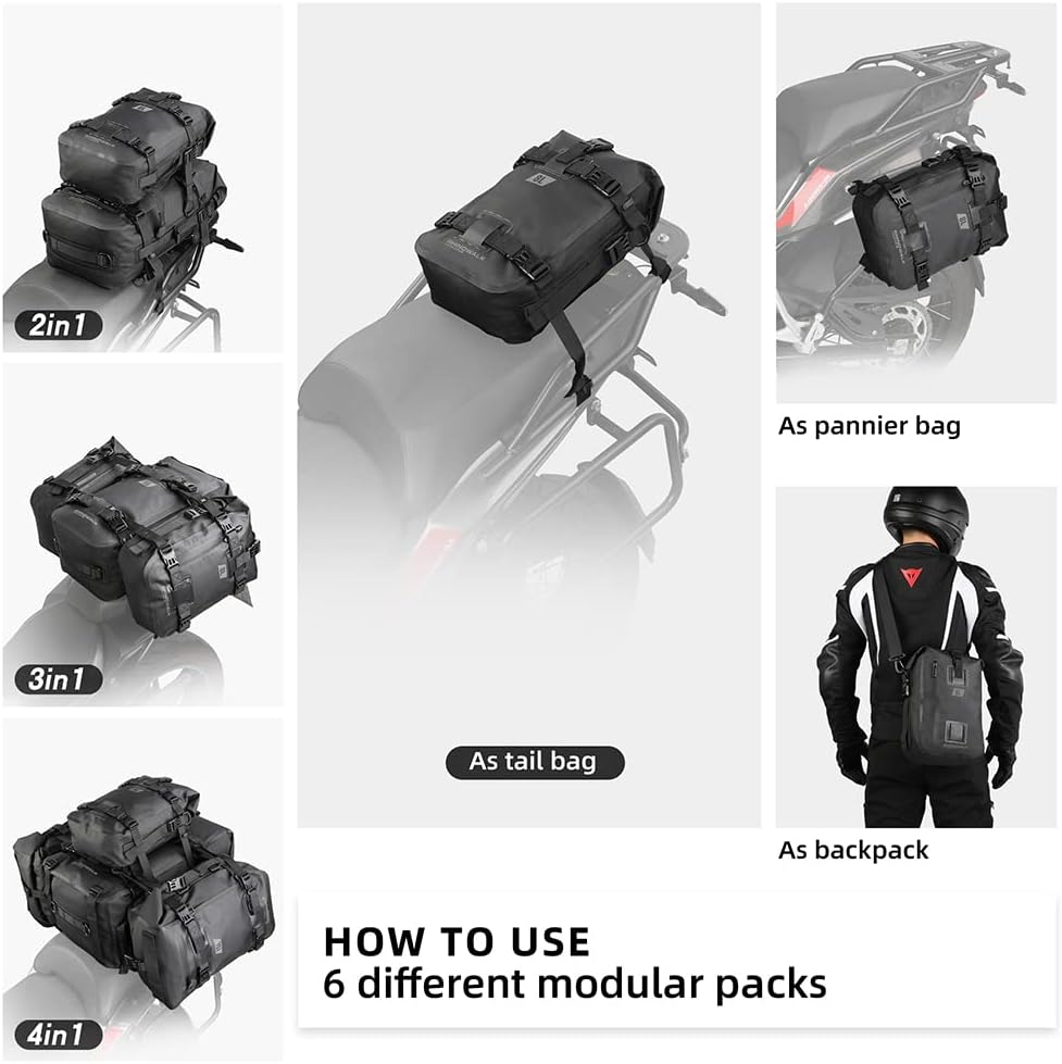 Rhinowalk Multifunktionale Motorradtasche Hecktasche Motorradgepäck 8L Motorradkoffer Satteltaschen