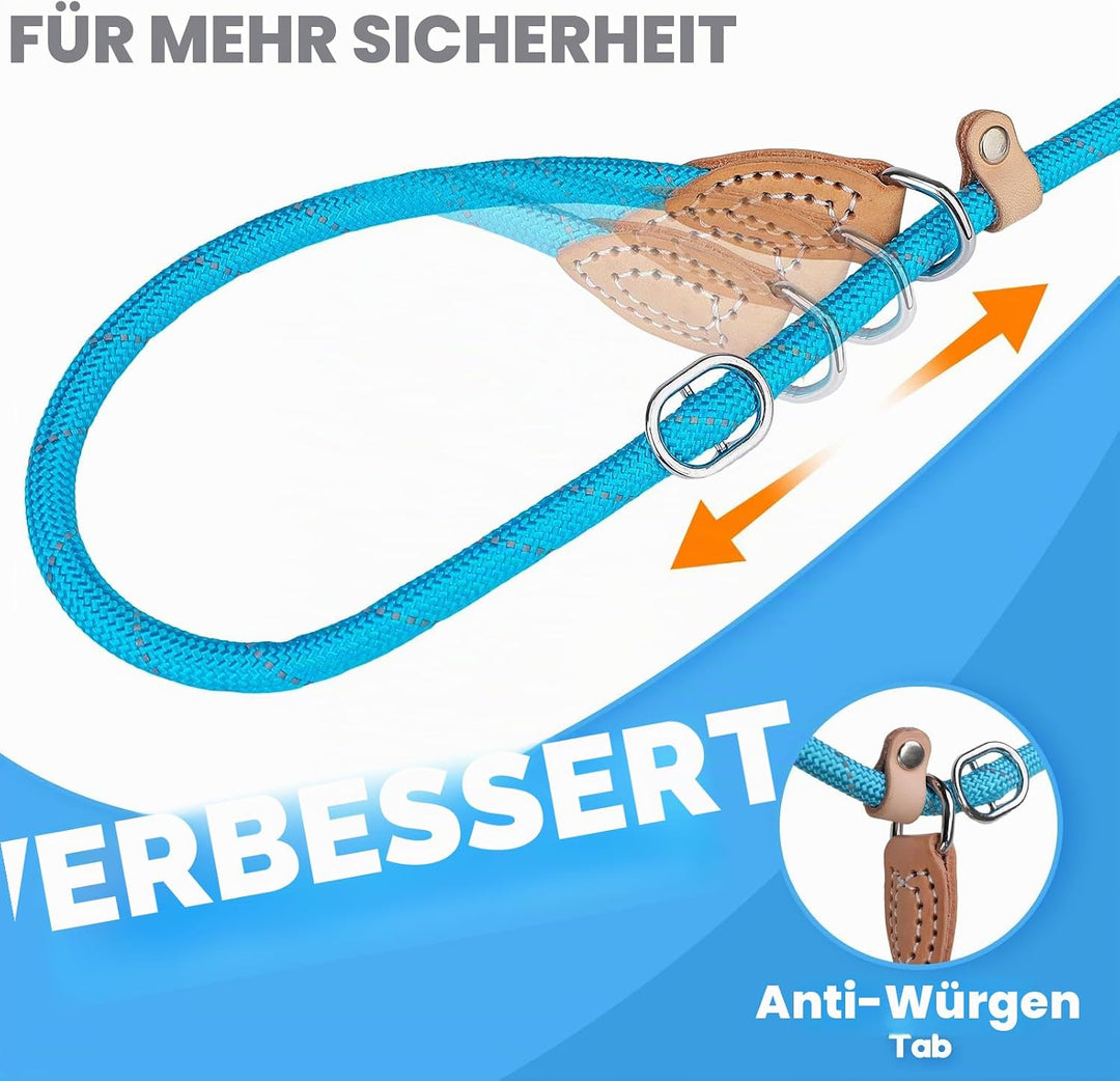 Grand Line Retrieverleine mit Zugstopp, 150 cm Moxonleine Reflektierende Hundeleine, Sicher Dauerhaf