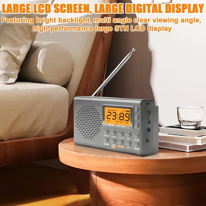 Tragbares Radio, AM,FM,SW Kofferradio mit LCD-Display, Batteriebetrieb, Eingebautem Lautsprecher Ala