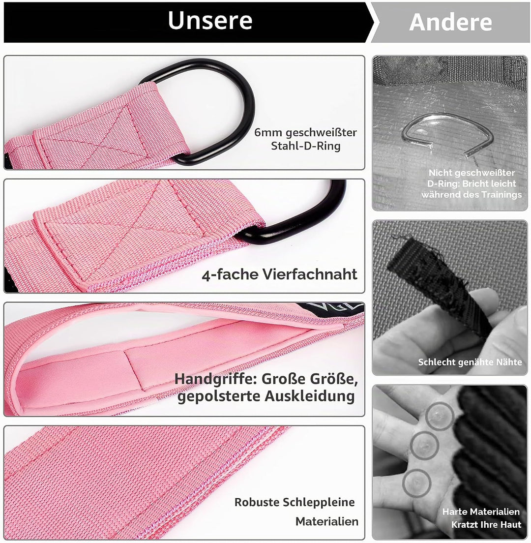 Vulken Trizepsseil Kabelbefestigung Zwei Grössen in einem, extra langes Seil zum Herunterziehen. Tri