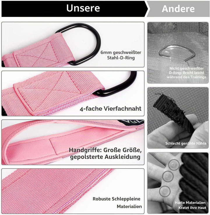 Vulken Trizepsseil Kabelbefestigung Zwei Grössen in einem, extra langes Seil zum Herunterziehen. Tri