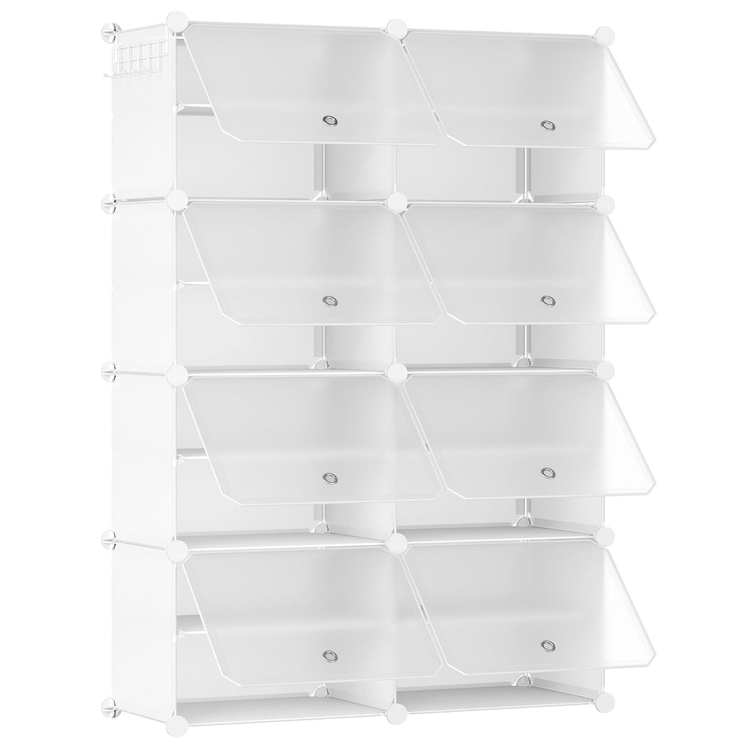 HOOBRO Schuhregal mit 8 Fächern, Schuhschrank, für 32 Paar Schuhe, 40 x 30 x 30 cm pro Fach, schmal,