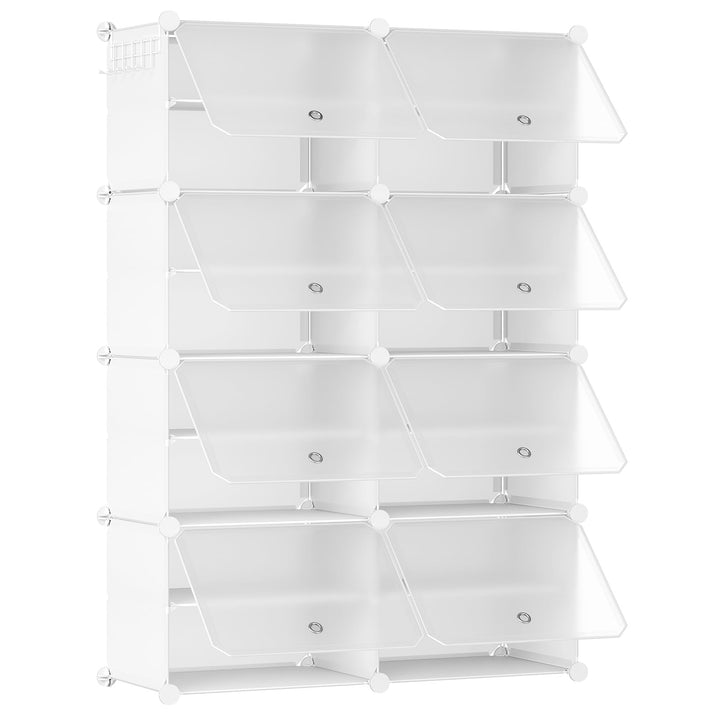 HOOBRO Schuhregal mit 8 Fächern, Schuhschrank, für 32 Paar Schuhe, 40 x 30 x 30 cm pro Fach, schmal,