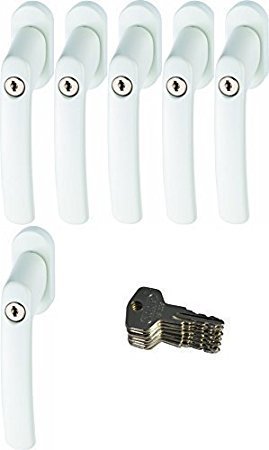 ABUS 442599 FG200 W SB abschliessbarer Fenstergriff, weiss im Set 6 Stück