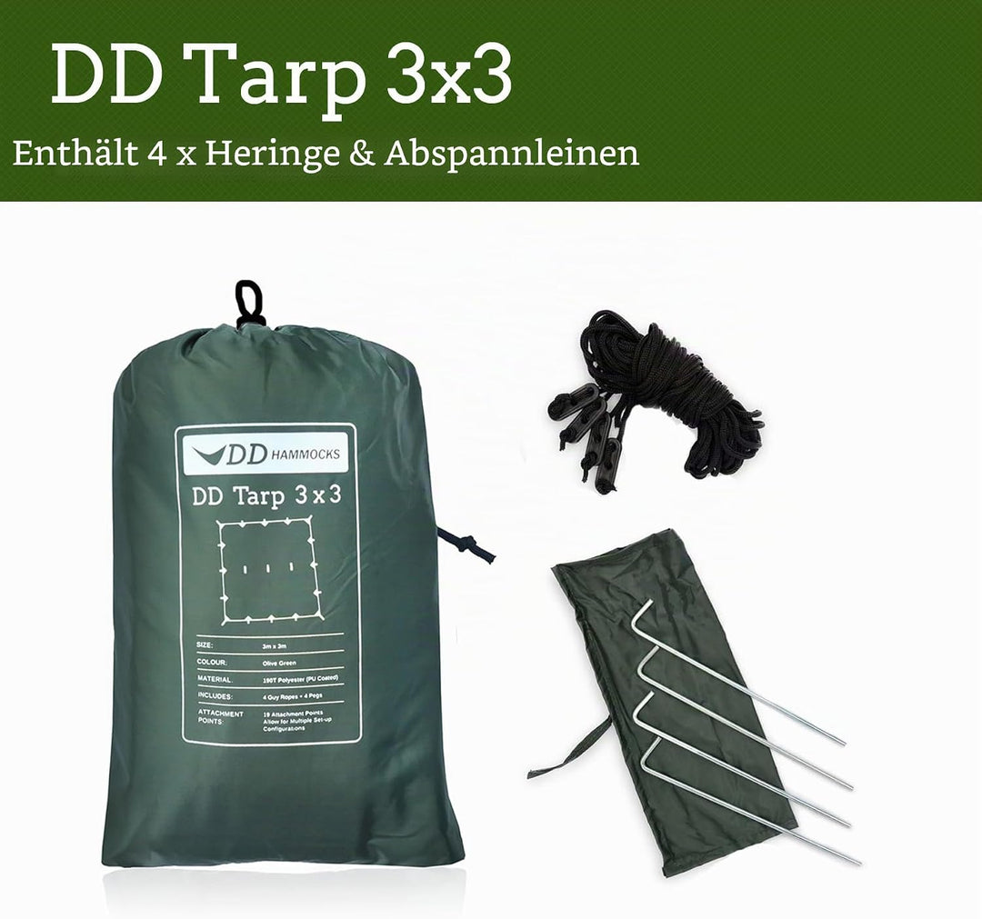DD Plane, 3 m x 3 m, leicht, vielseitig und robust, jet black Schwarz, Schwarz