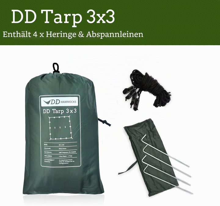 DD Plane, 3 m x 3 m, leicht, vielseitig und robust, jet black Schwarz, Schwarz