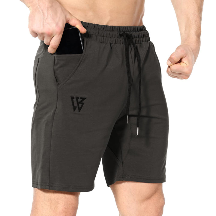 BROKIG Herren-Shorts, Sport, Baumwolle, Laufen, Krafttraining, Fitnessstudio, Fitness, elastischer B