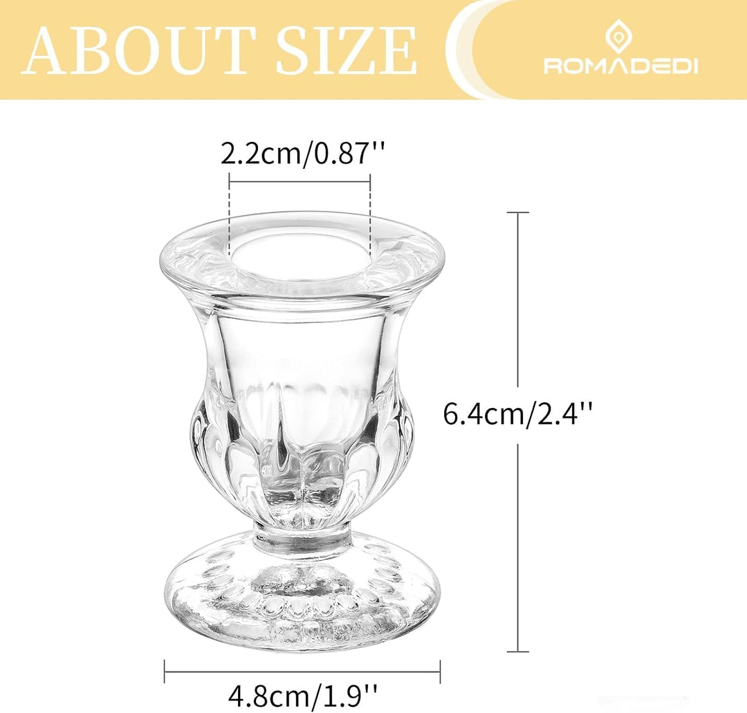 Romadedi Kerzenhalter Kerzenständer Glas 10er - Klein Kerzen Ständer Set für Stabkerze Spitzkerzen f